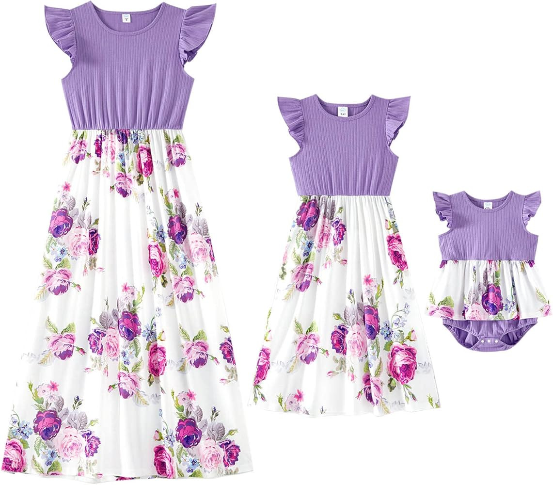 IFFEI Mommy and Me Dresses Matching Outfits Floral Printed Sleeveless Tank Maxi Dress for Mother ... | Amazon (US)