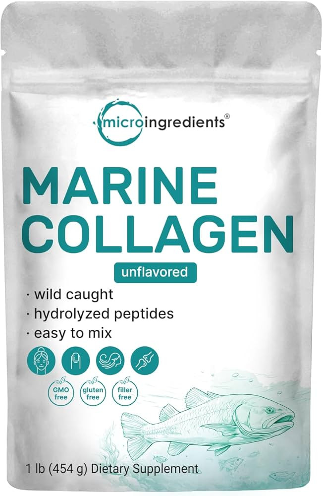 Micro Ingredients Marine Collagen Peptides, 1lb (37 Servings) | Wild Caught Fish Source | Hydroly... | Amazon (US)
