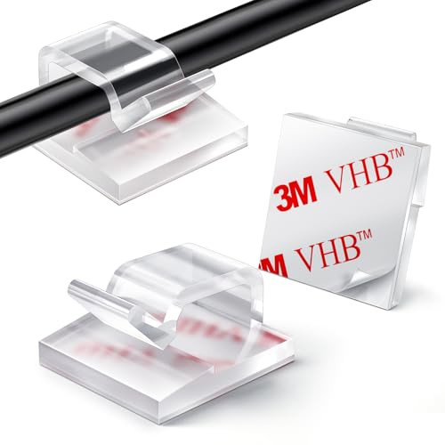 KGROTE 100PCS Cable Clips, Adhesive Wire Clips Strong Cord Clips Wire Holders, Cable Management Clips for Desk, Wall, Car, TV, Ethernet Cable (Clear, Small) | Amazon (US)