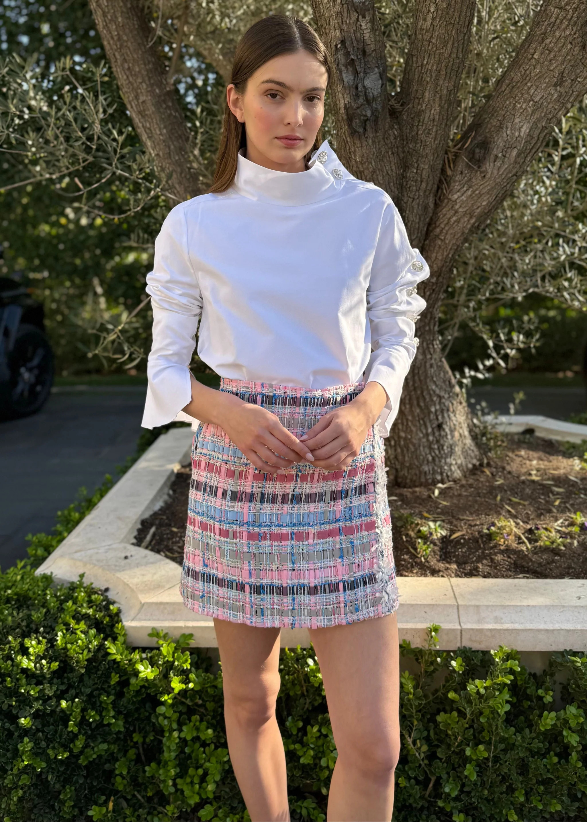 Donna Multicolor Tweed Wrapped Mini Skirt | Benaar La
