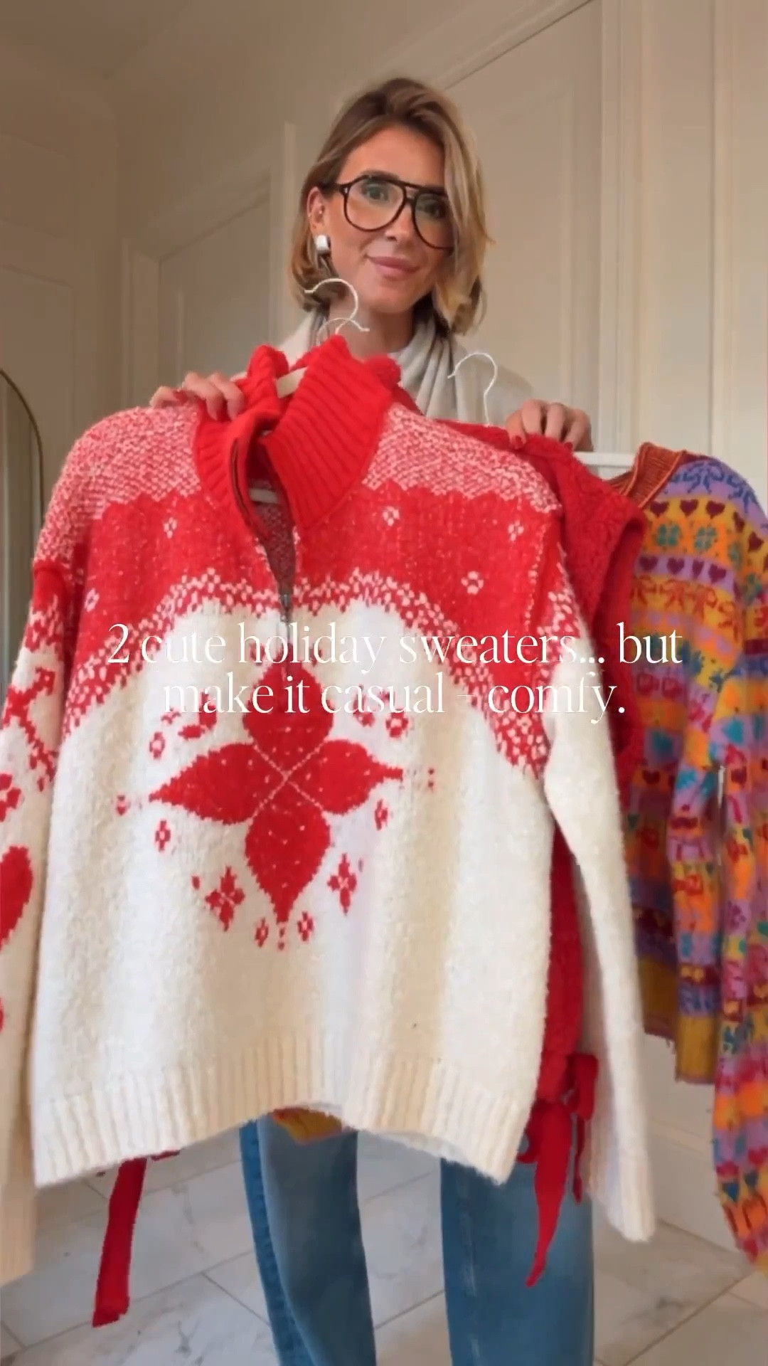 Two holiday party Christmas party outfits created with casual jeans. 

#LTKootd #LTKHoliday