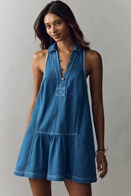 Pilcro Cotton Denim Mini Swing Dress | Anthropologie (US)