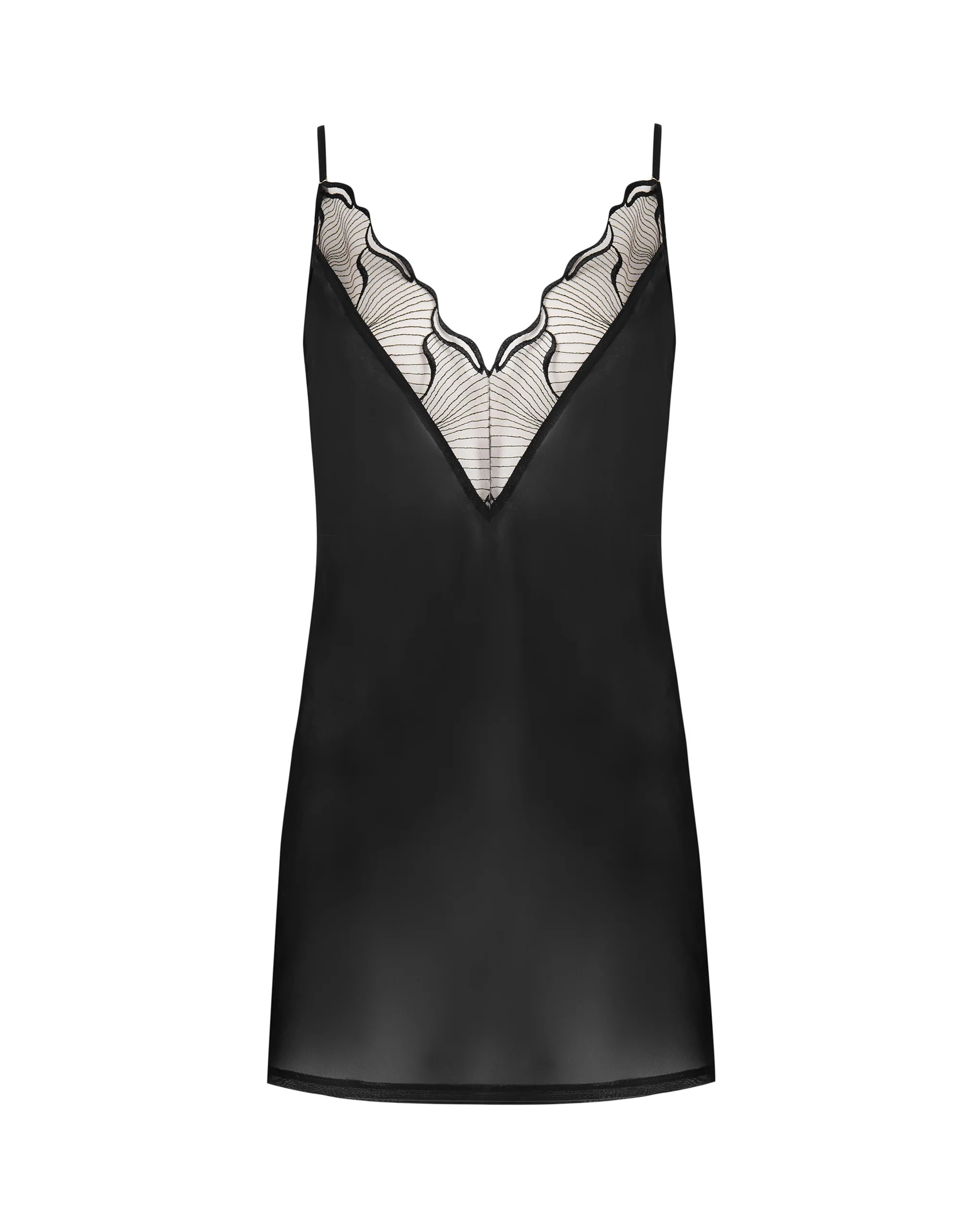 Marabel Chiffon Sheer Chemise Black | Bluebella