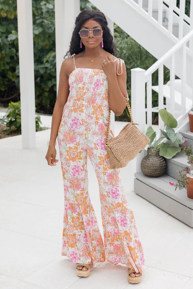 Aware Of This Multi Floral Flare Leg Jumpsuit FINAL SALE | Pink Lily