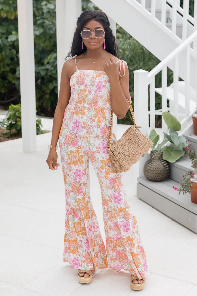 Aware Of This Multi Floral Flare Leg Jumpsuit | Pink Lily