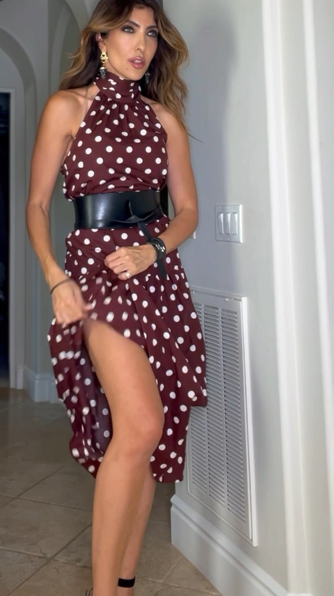 Wearing size S
Added a belt and a little twist to dress it up. 