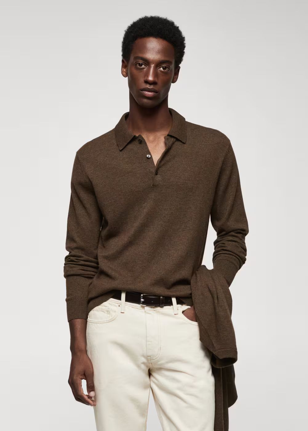 Long-sleeved fleece polo shirt -  Men | Mango Man USA | MANGO (US)