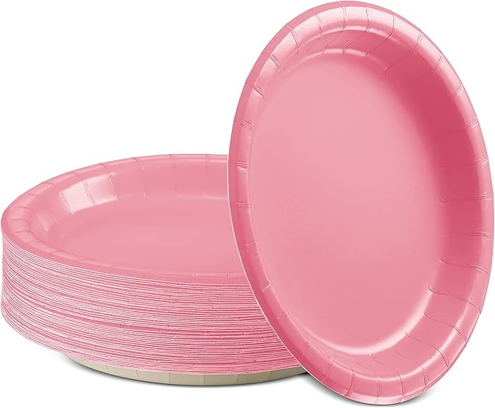 Paper Dinner Plates Pink, 8 1/2 Inches Paper Plates Disposable, Strong and Sturdy Disposable Plat... | Amazon (US)