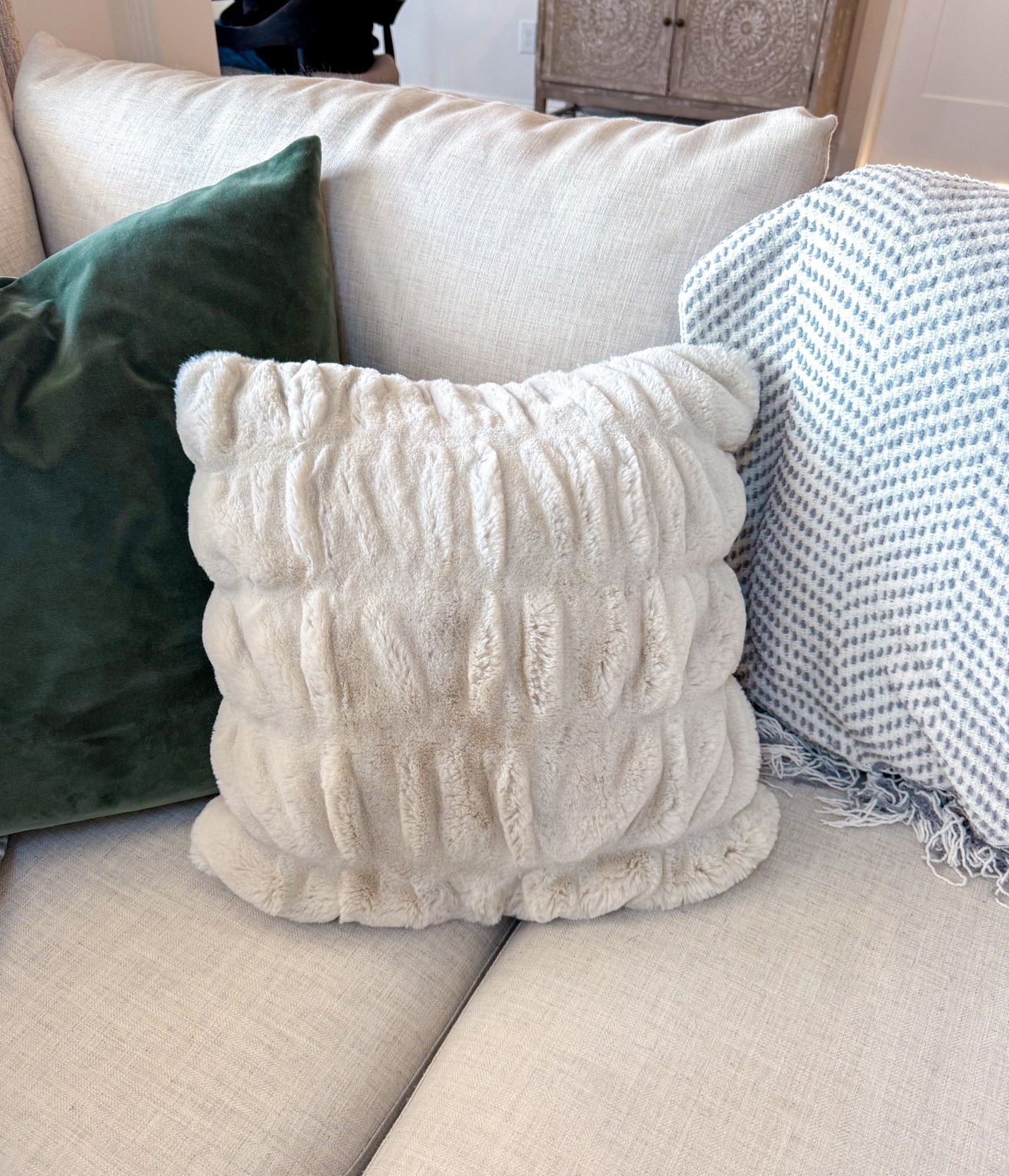 This is the softest pillow ever! Love it!! 🤍

Pottery barn pillow // cozy home decor // gift guide for her // faux fur ruched pillow // bedroom // living room soft pillow

#LTKCyberWeek #LTKGiftGuide #LTKHome