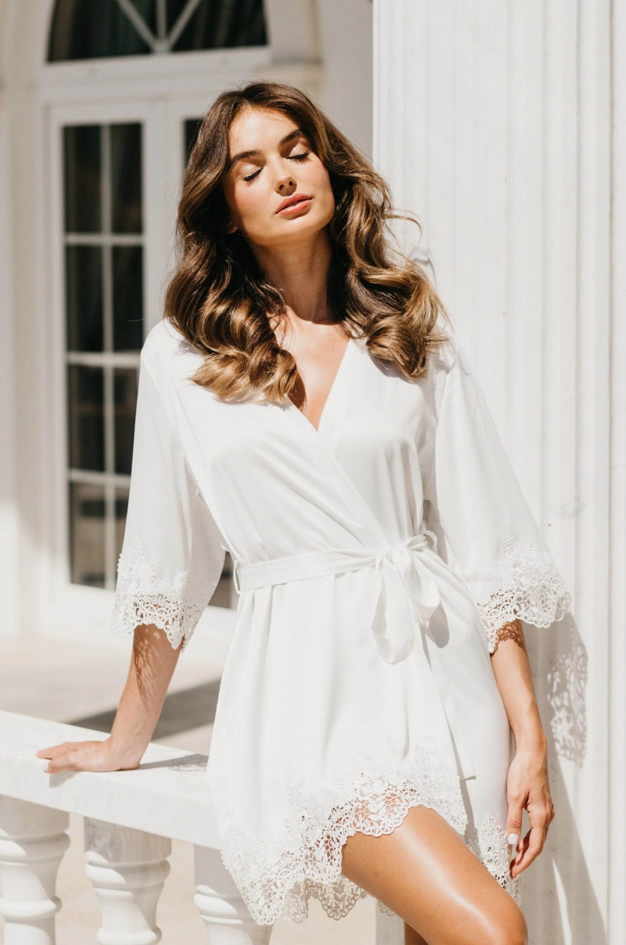 Chiara Lace Trim Robe | Le Rose Stories US