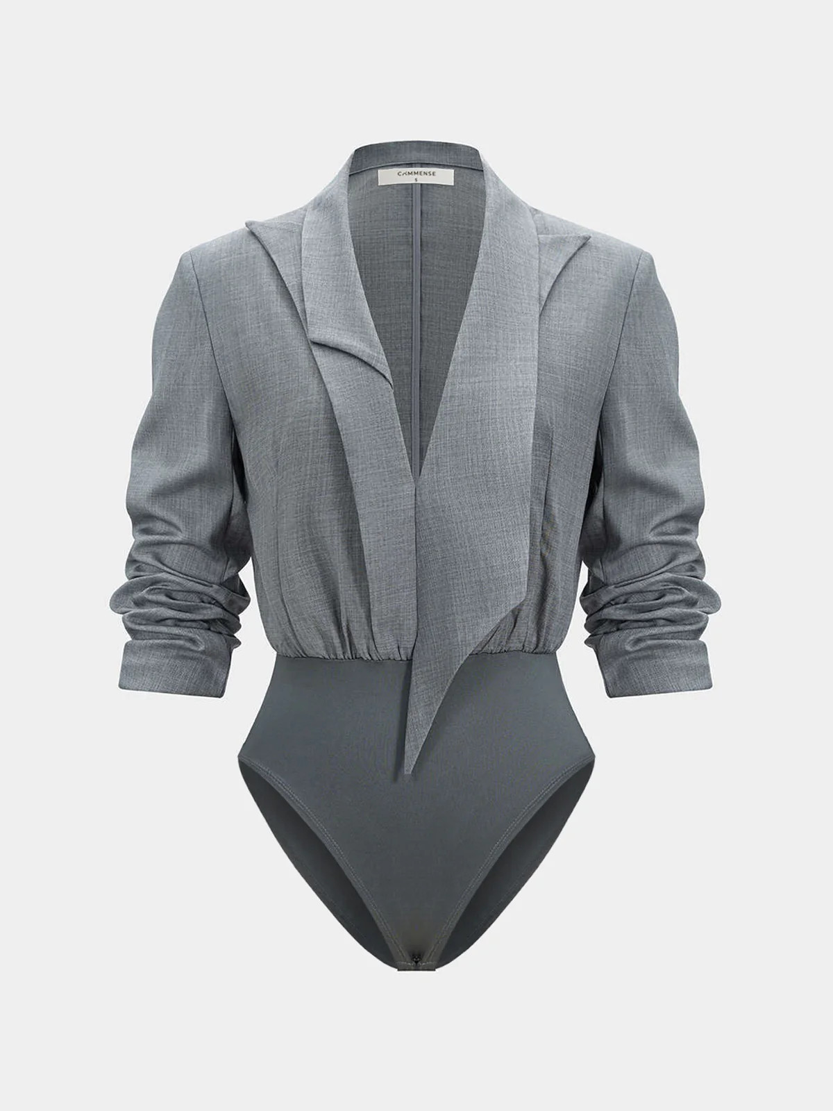 Long-Sleeve Blazer-Collar Bodysuit | Commense