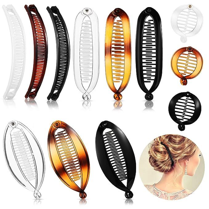 12 Pieces Banana Hair Clips Classic Clincher Combs Large Double Comb Fishtail Hair Clip Banana Po... | Amazon (US)