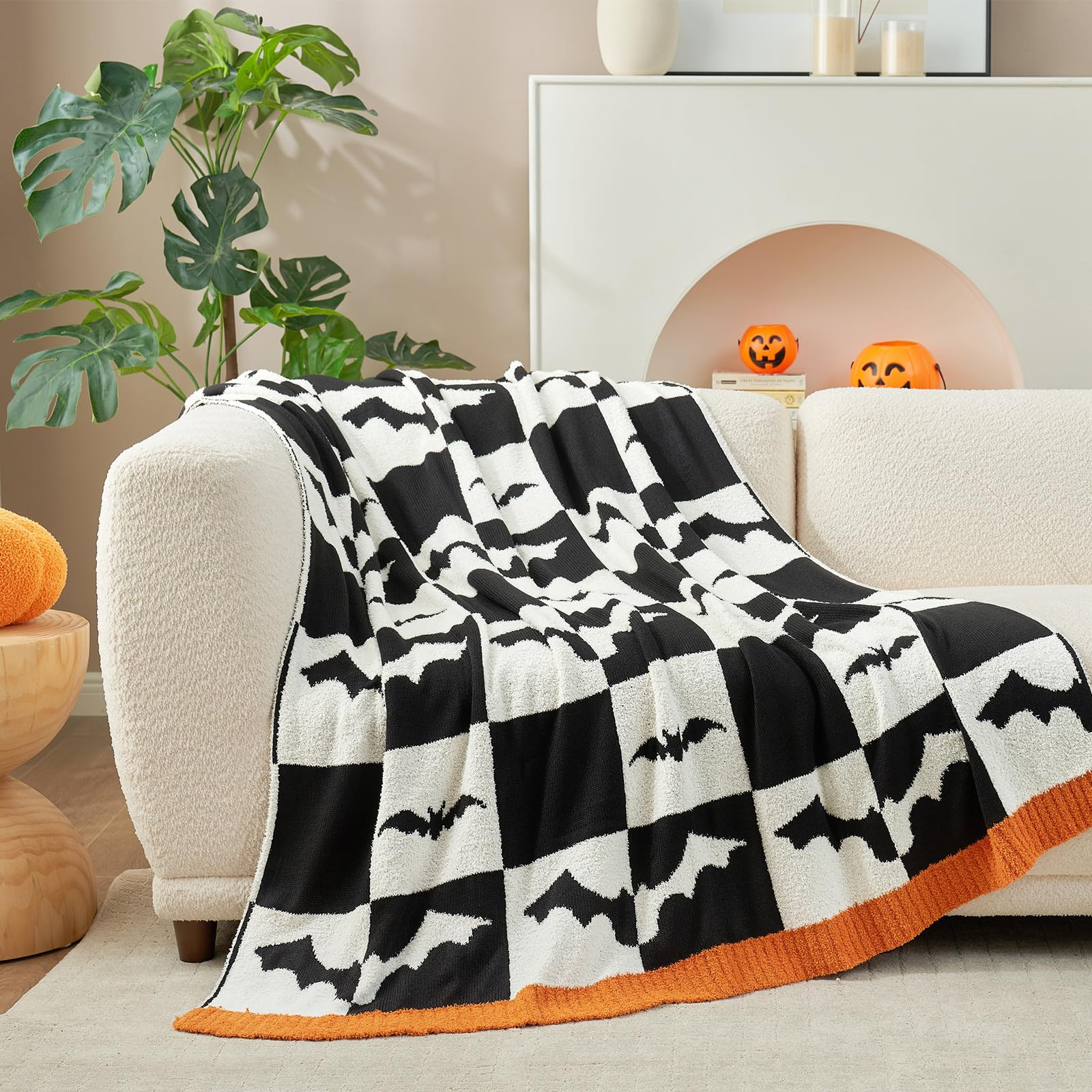 Snuggle Sac Halloween Throw Blanket Black Ghost Blanket, Black Bat Throw Blanket for Couch 50x60 ... | Amazon (US)