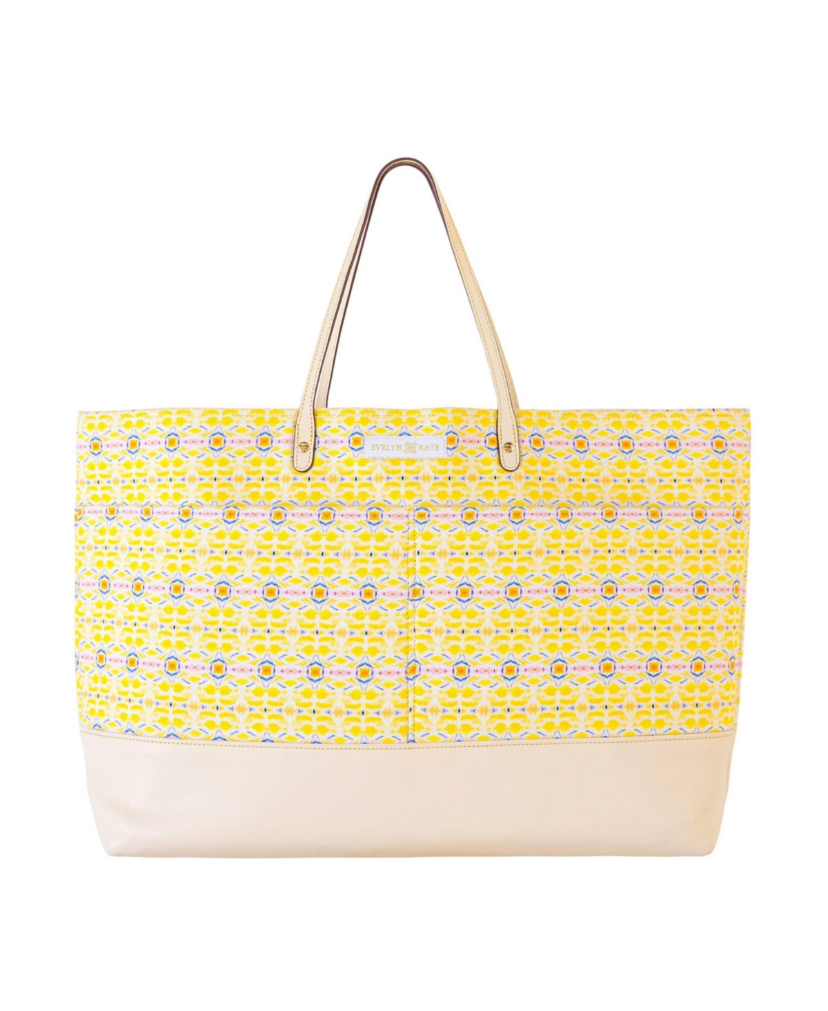 Evelyn & Kate Original Canvas Tote Bag with Leather Base - Double lemon with orange marigold | Macy's