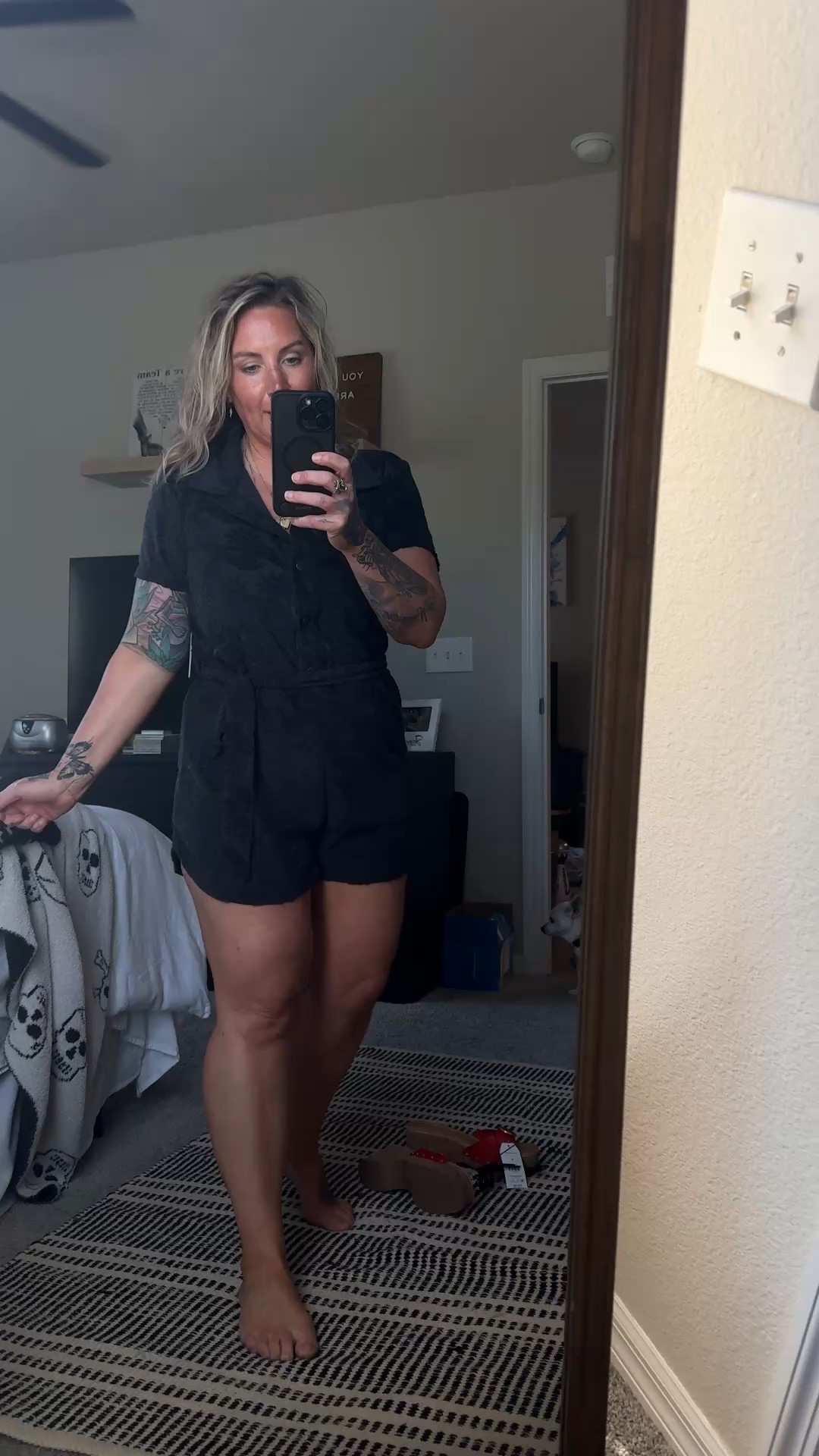 Cutest lil romper. Love the details. Also available in white. In my true size medium even though a juniors! 

#LTKOver40 #LTKPetite #LTKStyleTip