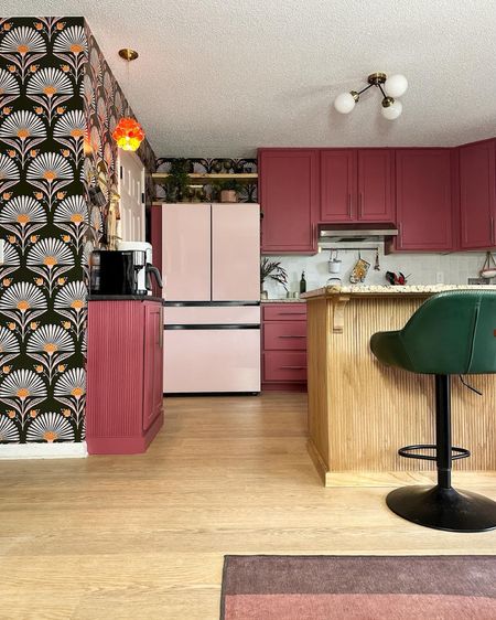 Moody pink kitchen. Wallpaper is from UrbanWalls and paint color is Sherwin Williams Rambling Rose  

#LTKSeasonal #LTKfamily #LTKhome