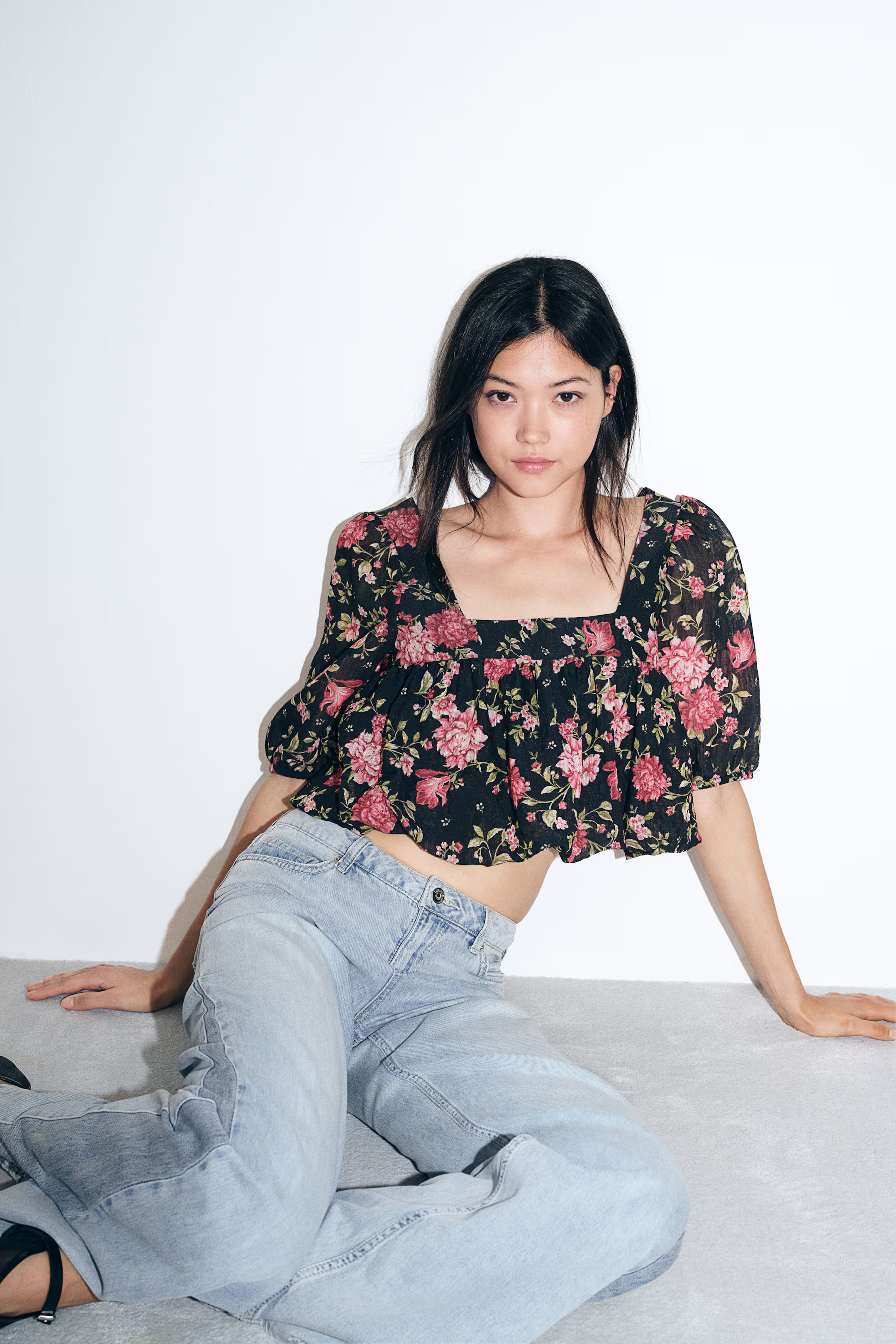 Patterned Bubble-Hem Blouse | H&M (US + CA)