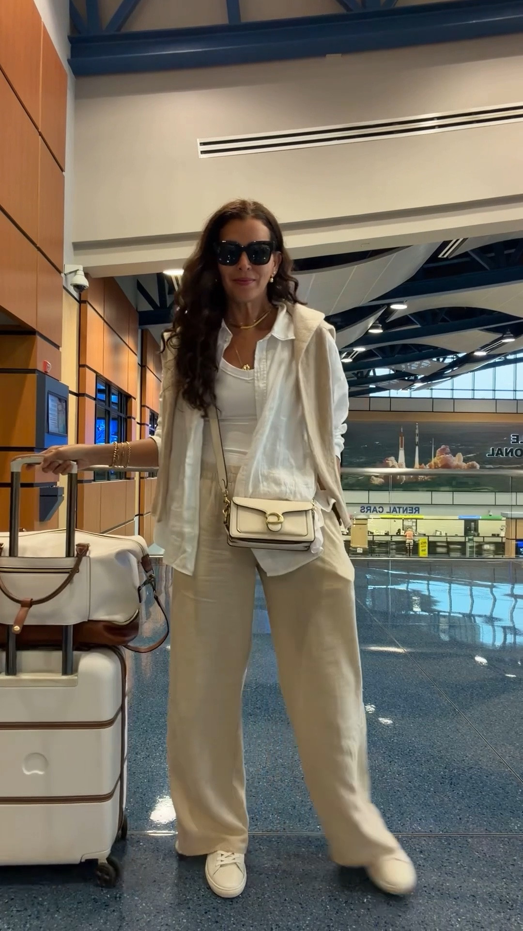 Size l in button down. I’m 5’7” 130 pounds. Size S in linen pants, tank top and a sweater. 
Shoes are tts and so comfortable

#LTKootd #LTKOver40 #LTKTravel