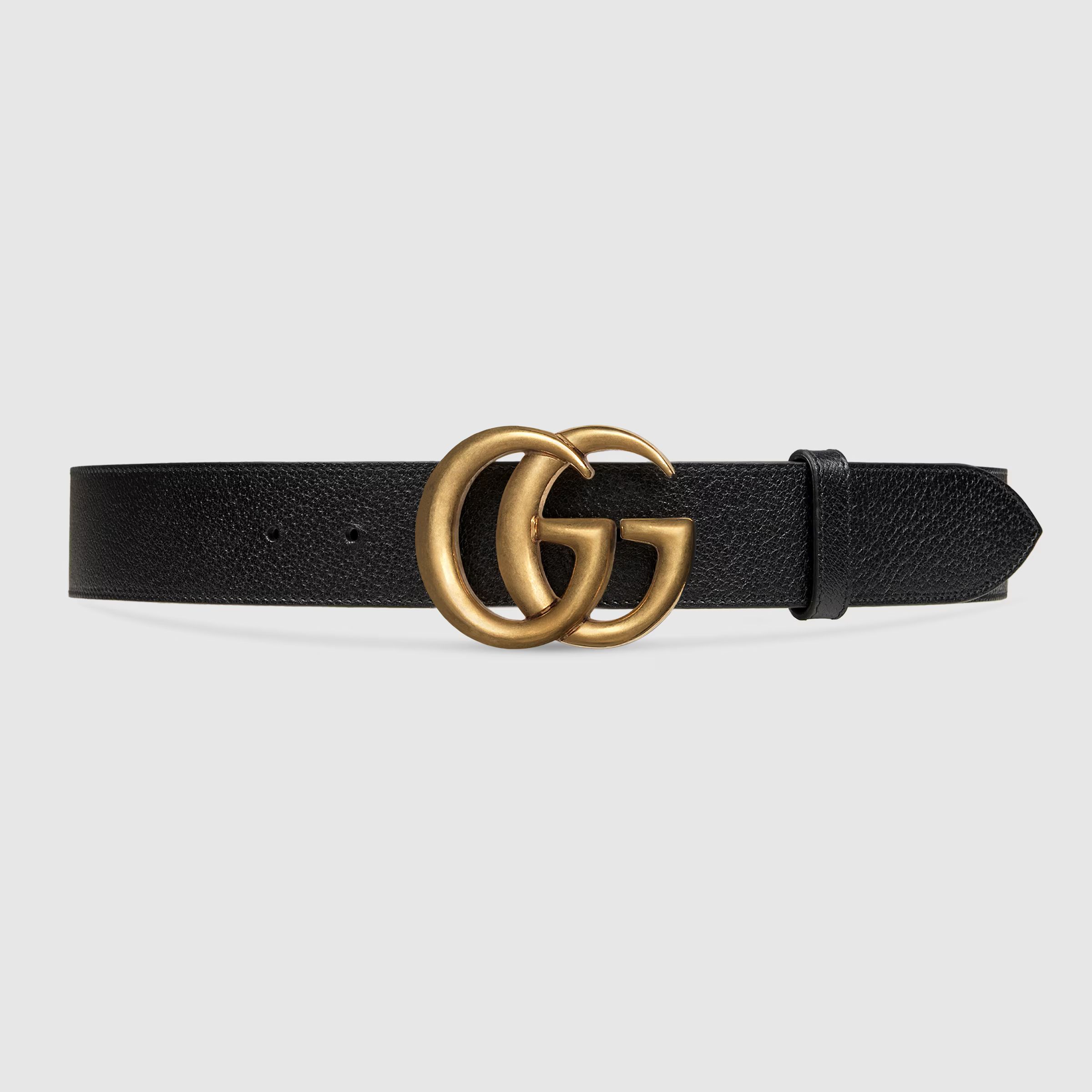 Wide leather belt with Double G buckle | Gucci (EU)