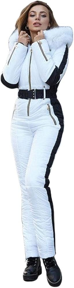 Yousify Womens Winter Onesies Ski Jumpsuits Outdoor Sports Waterproof Snowsuit Removable Fur Coll... | Amazon (US)
