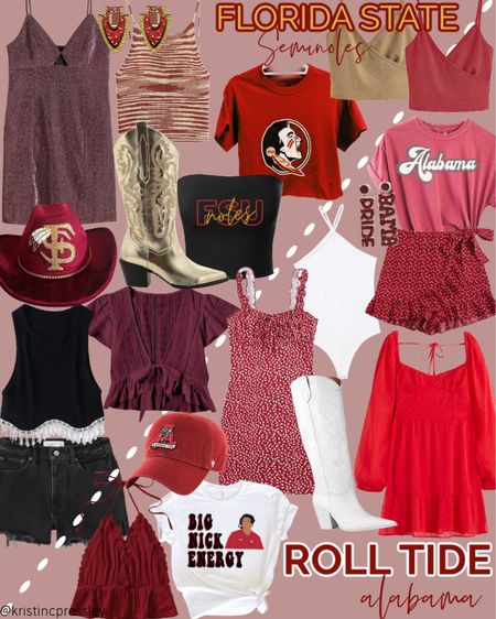 College game day outfit inspo. College football. Football. Game day. Tailgating. Tailgating outfit. FSU top. Florida State University outfit. Seminoles. Seminole T-shirt. Game day pin. Game date earrings. Game day hat. Red hat. Black tassled shirt. Garnet shirt. Burgundy shirt. Garnet dress. Gold dress. Gold top. Backless top. Black denim shorts. Garnet and Gold. Fall outfit. Fall dress. 

Follow my shop @kristincpressley on the @shop.LTK app to shop this post and get my exclusive app-only content!

#liketkit #LTKstyletip #LTKSeasonal #LTKU
@shop.ltk
https://liketk.it/3O9wD