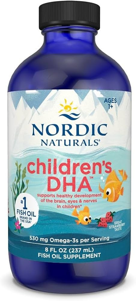 Nordic Naturals Children’s DHA, Strawberry - 8 oz for Kids - 530 mg Omega-3 with EPA & DHA - Br... | Amazon (US)