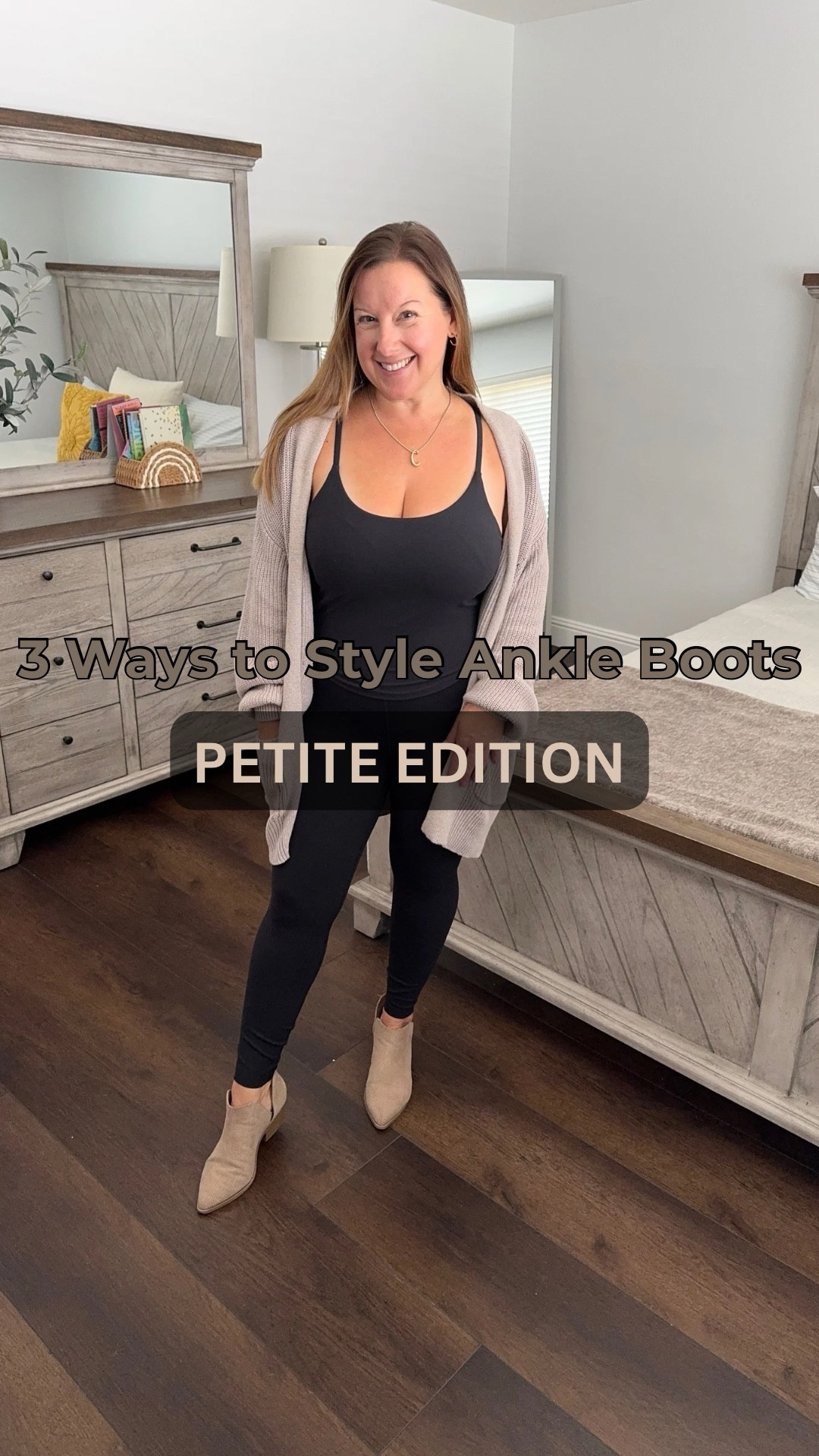 3 ways to style ankle boots if you’re petite 🤍🍂
Ankle boots can work for you (not against you!) when you choose lengths and proportions that elongate your legs. Here’s how:

👖 Look 1: Ribbed black vest + cropped jeans — the cropped hem lets just the right amount of ankle show, giving the illusion of longer legs.
🖤 Look 2: Cropped black tank + black midi skirt — the monochrome base creates one long visual line, so your boots blend seamlessly.
🧥 Look 3: Black leggings + black tank + long cardigan — the black base lengthens, while the open cardigan adds vertical lines for extra height

Petite & Curvy Fashion 

#LTKOver40 #LTKStyleTip #LTKPetite