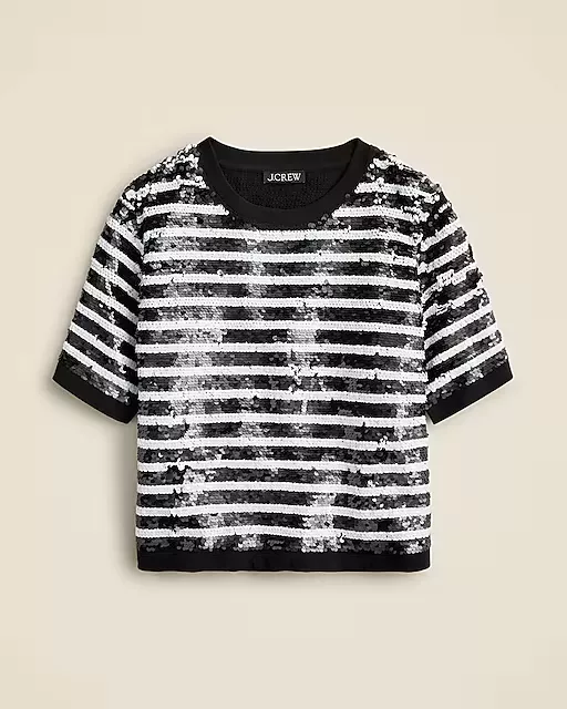 Sequin-embellished T-shirt in stripe | J. Crew US