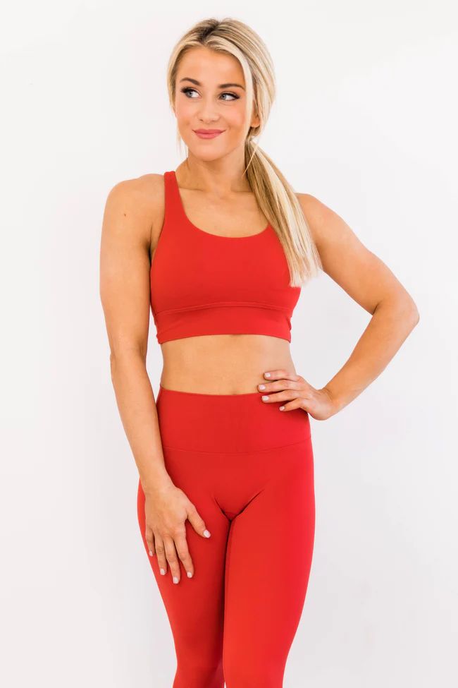 Let's Get Moving Sports Bra Red | The Pink Lily Boutique