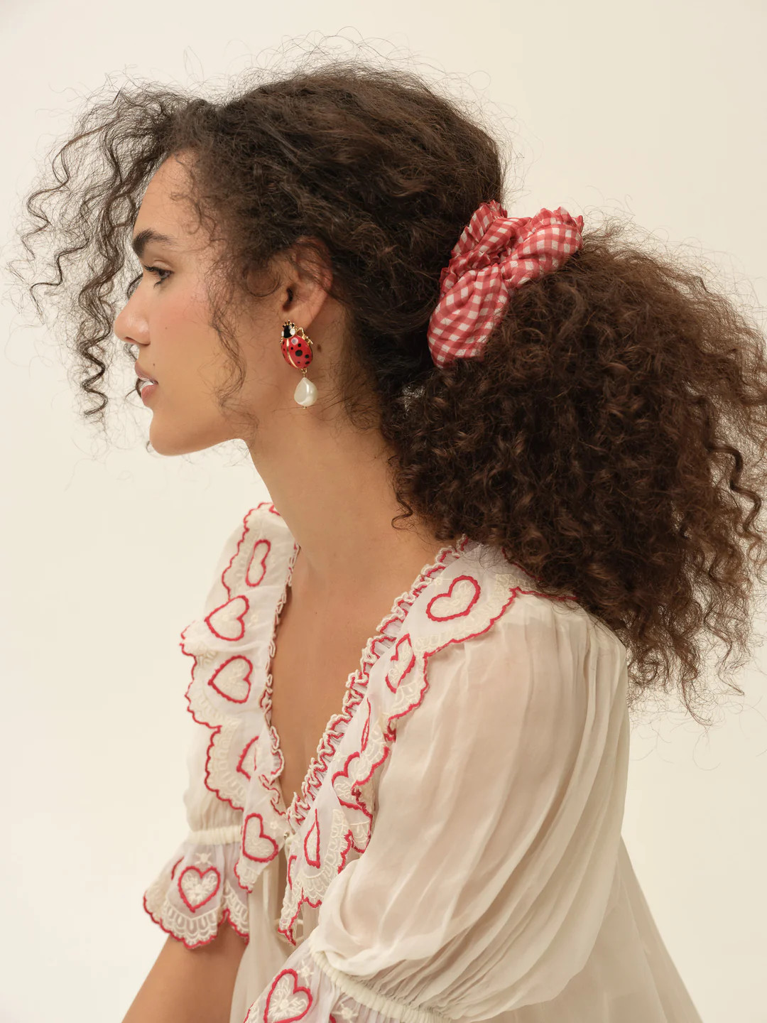 Bradford Gingham Scrunchie — Red | For Love & Lemons