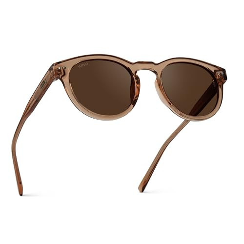Round Polarized Sunglasses for Women - Retro Classic UV400 Protection for Driving & Everyday Wear (Light Crystal Brown/Brown Lens) | Amazon (US)
