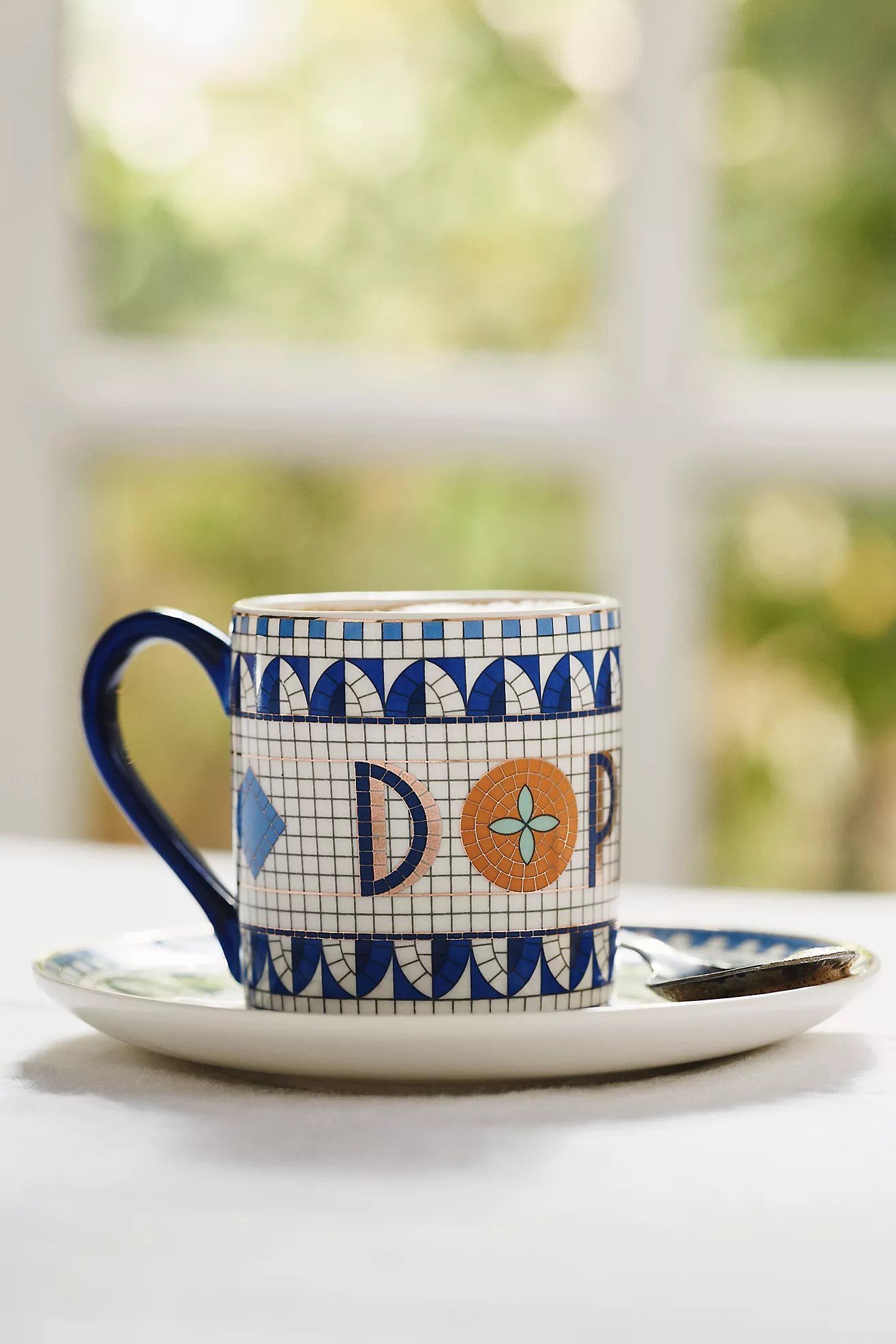 The Bistro Tile Stoneware Espresso & Saucer: Italia Edition | Anthropologie (US)