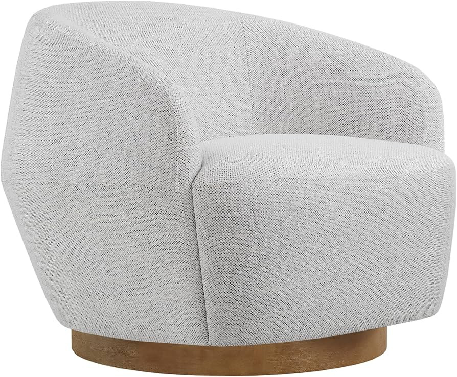 KISLOT Classic Swivel Upholstered Living Room Wooden Base Barrel Accent Chair, Moderate, Light Gr... | Amazon (US)