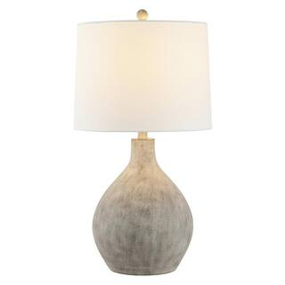 Tolen 26.25 in. Gray Table Lamp with White Shade | The Home Depot