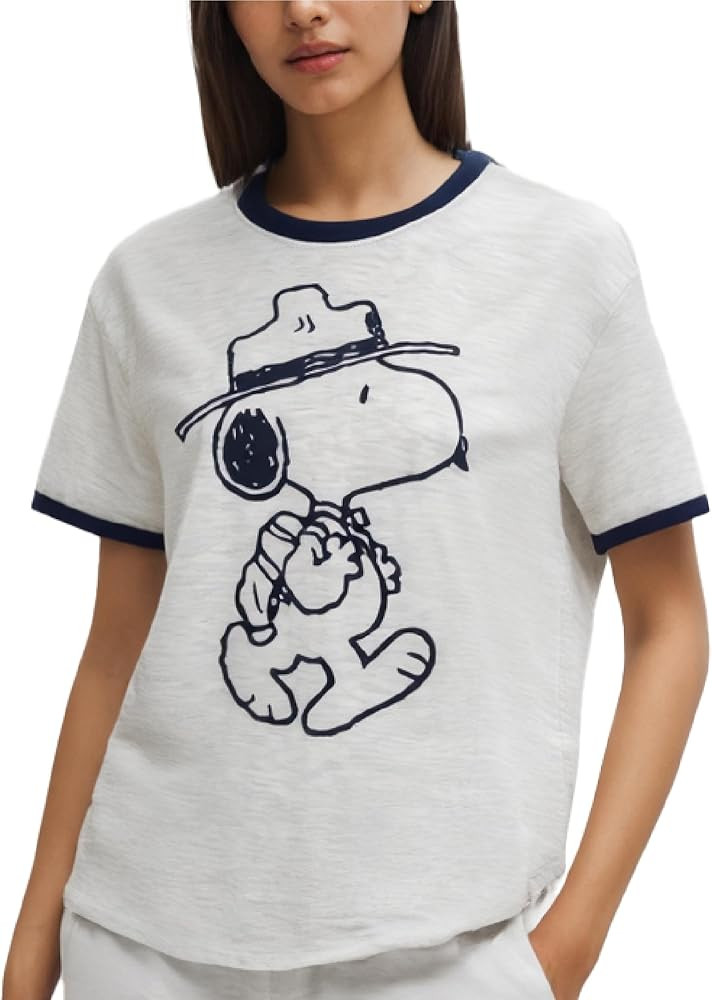 Peanuts Snoopy Womens Graphic T Shirts - Snoopy Charlie Brown Woodstock Crewneck Short Sleeve Shi... | Amazon (US)