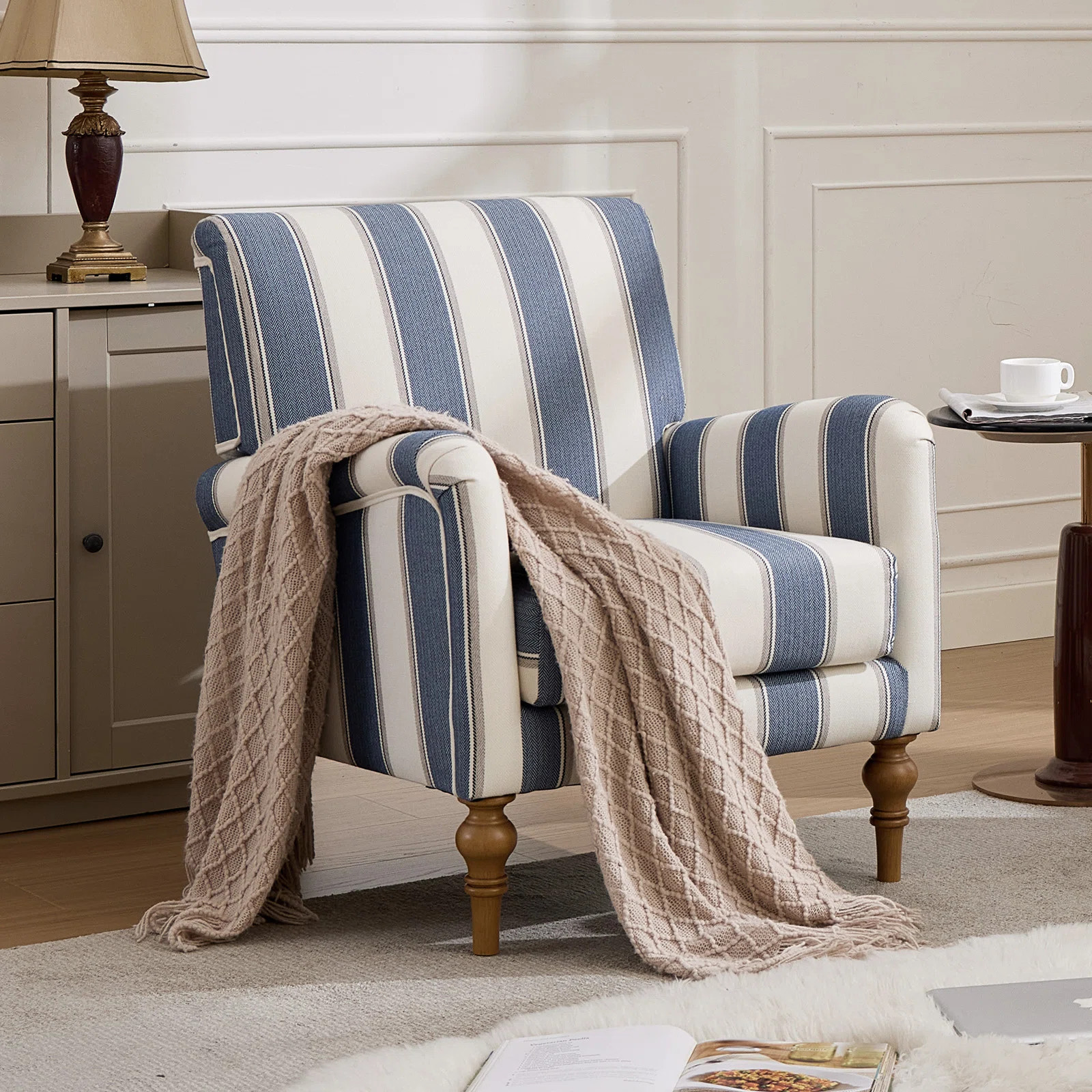 28.3" W Polyester Upholstered Armchair With Solid Wood Legs | Wayfair North America