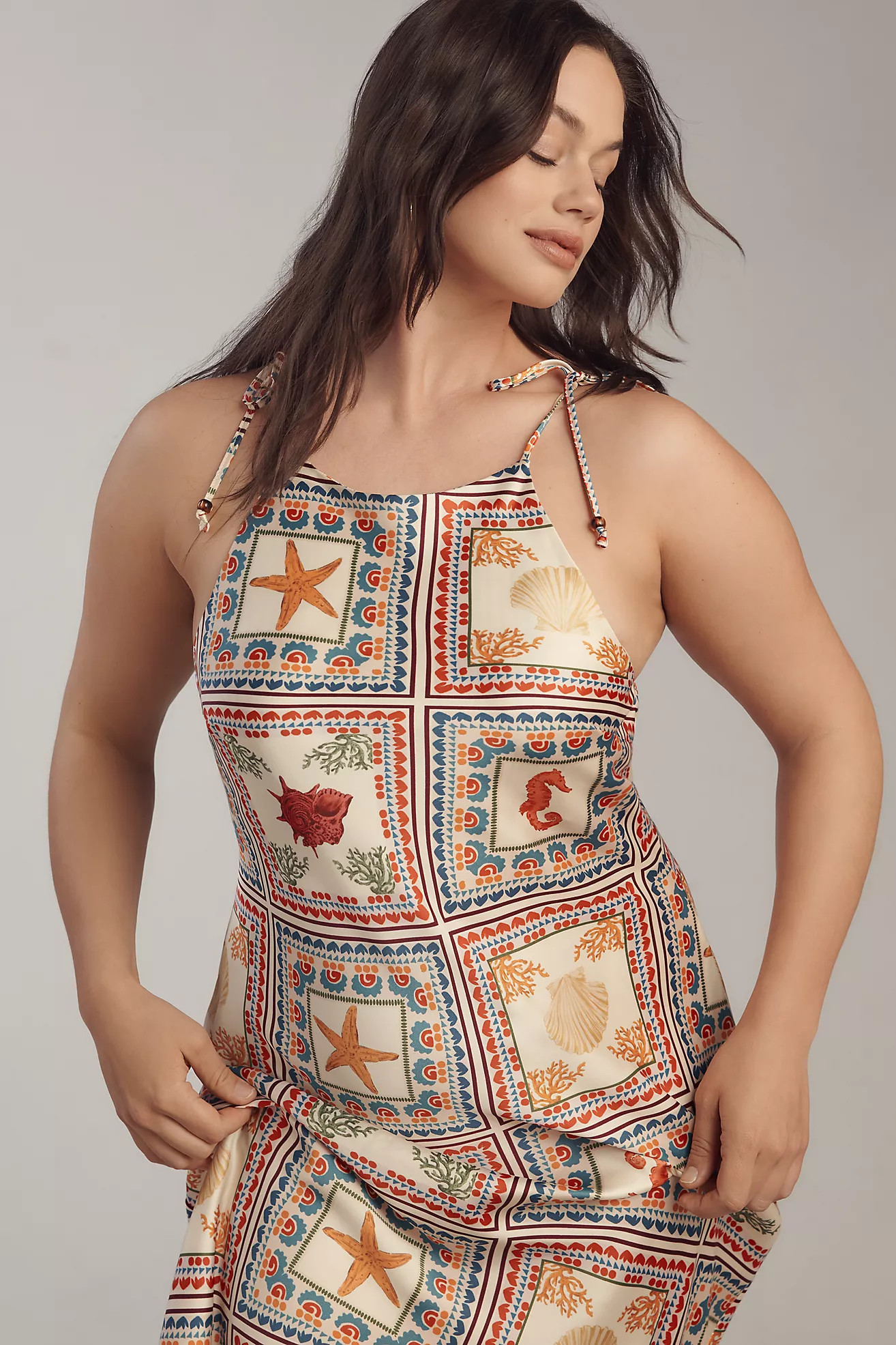 By Anthropologie Tie-Neck Column Midi Dress | Anthropologie (US)