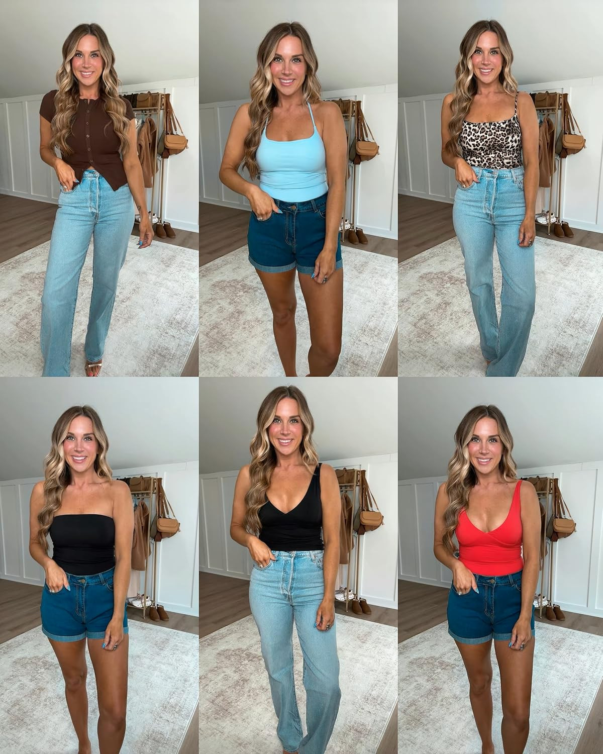 Your basic tops lineup… but make it anything but basic. These elevated tank tops with built in bras, halter tops, strapless top, and ribbed buttondown tee make every outfit look effortless. Pairing with my favorite jeans and denim shorts, and I've got easy outfits all summer long. 

 #LTKgrwm #LTKmomlife #LTKSeasonal