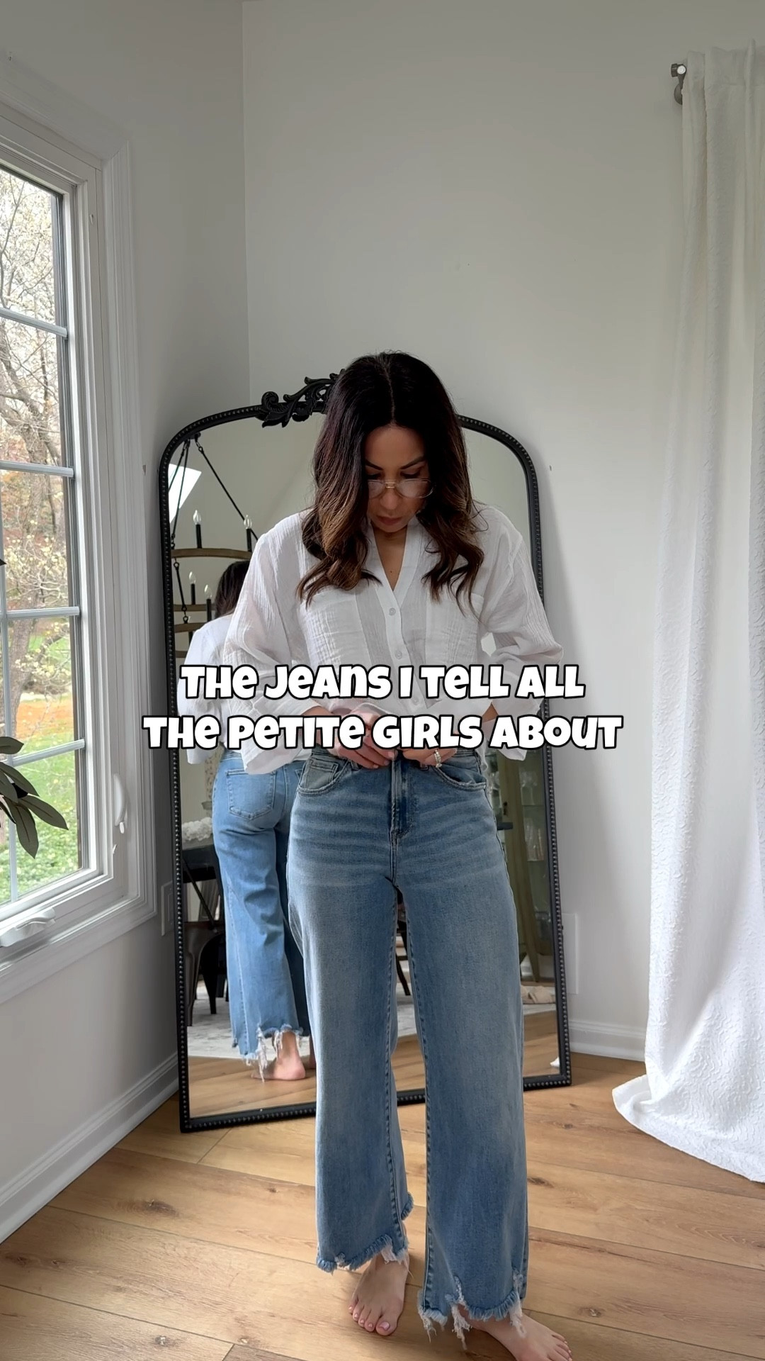 They are back! Out of all the Risen jeans I have these are by far my most favorite pair. Great price point, best stretch, chewed hem & a perfect style for petites. PS they always sell out! 

Jewelry code HOUSEOFLEO20. Glasses code TAMMY10AM. Jeans 25. White gauze, button-down shirt small. Sandals TTS. 

#LTKOver40 #LTKPetite #LTKootd