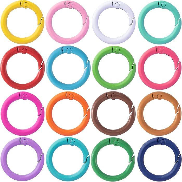 34 PCS Mini Round Keyring Clip, 17 Colors Spring Key Ring Clips, Metal O-Shaped Keychain Rings Bu... | Amazon (US)