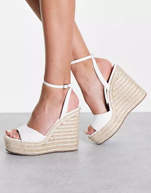 ASOS DESIGN Tasha espadrille wedges in white | ASOS (Global)