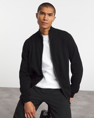 Black Zip Through Funnel Neck | Jacamo