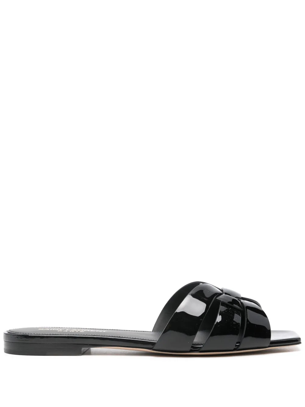 Saint Laurent Tribute Flat Sandals | Black | FARFETCH | Farfetch Global