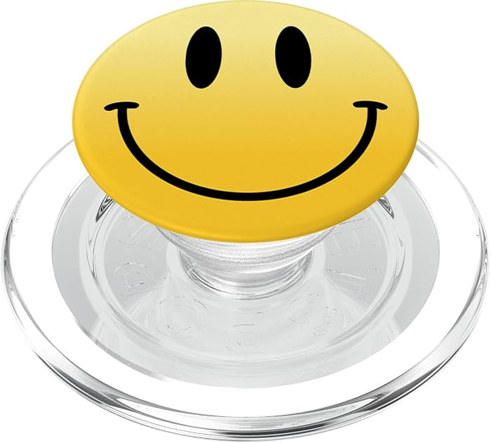 Yellow Happy Smile Face Peace Smiling Cute Humor Awesome PopSockets PopGrip for MagSafe | Amazon (US)