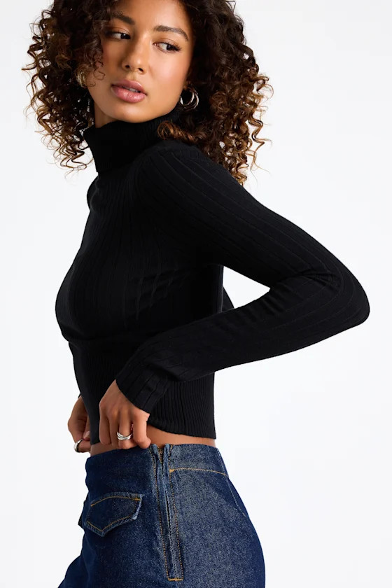 Perfected Comfort Black Turtleneck Sweater Top | Lulus
