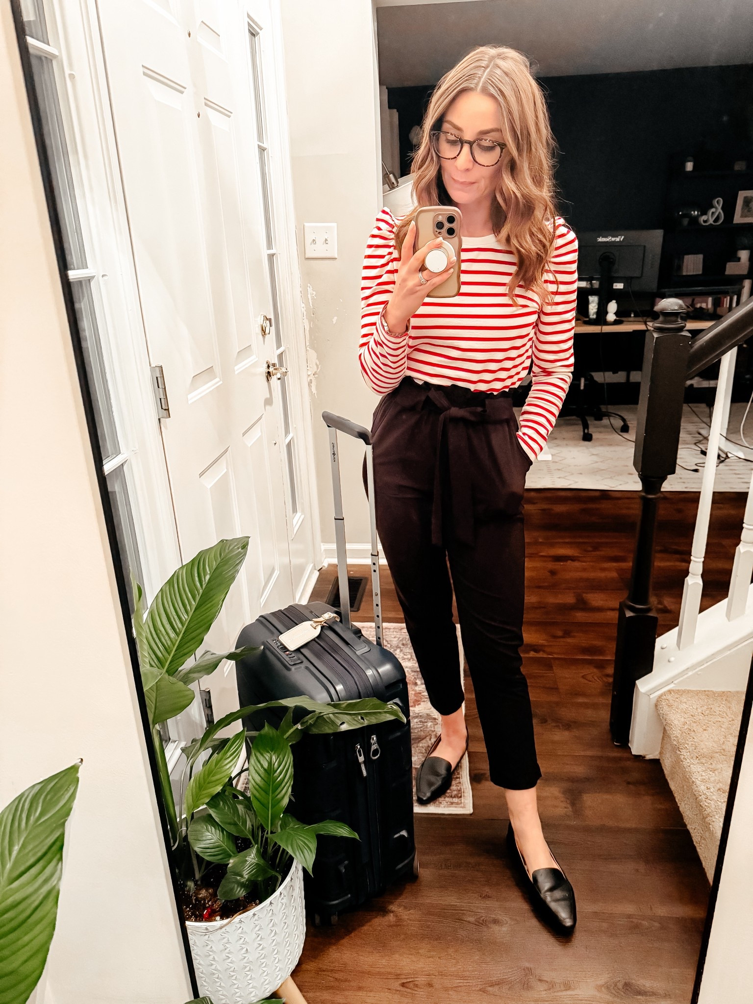 OOTD: Business Travel Edition ✈️

When I’m traveling for work, comfort is non-negotiable—but I still want to look put together. These paperbag pants are my go-to ✨ Super comfy (honestly feel like sweatpants), flattering, and they have pockets 🙌

Paired with a soft tee and easy flats for running through airports and meetings on the go. Pro tip: throw on a long cardigan for those always-freezing airports and you’re set from takeoff to touchdown.

Comfortable. Polished. Travel-approved. ✔️

#LTKTravel #LTKmomlife #LTKWorkwear