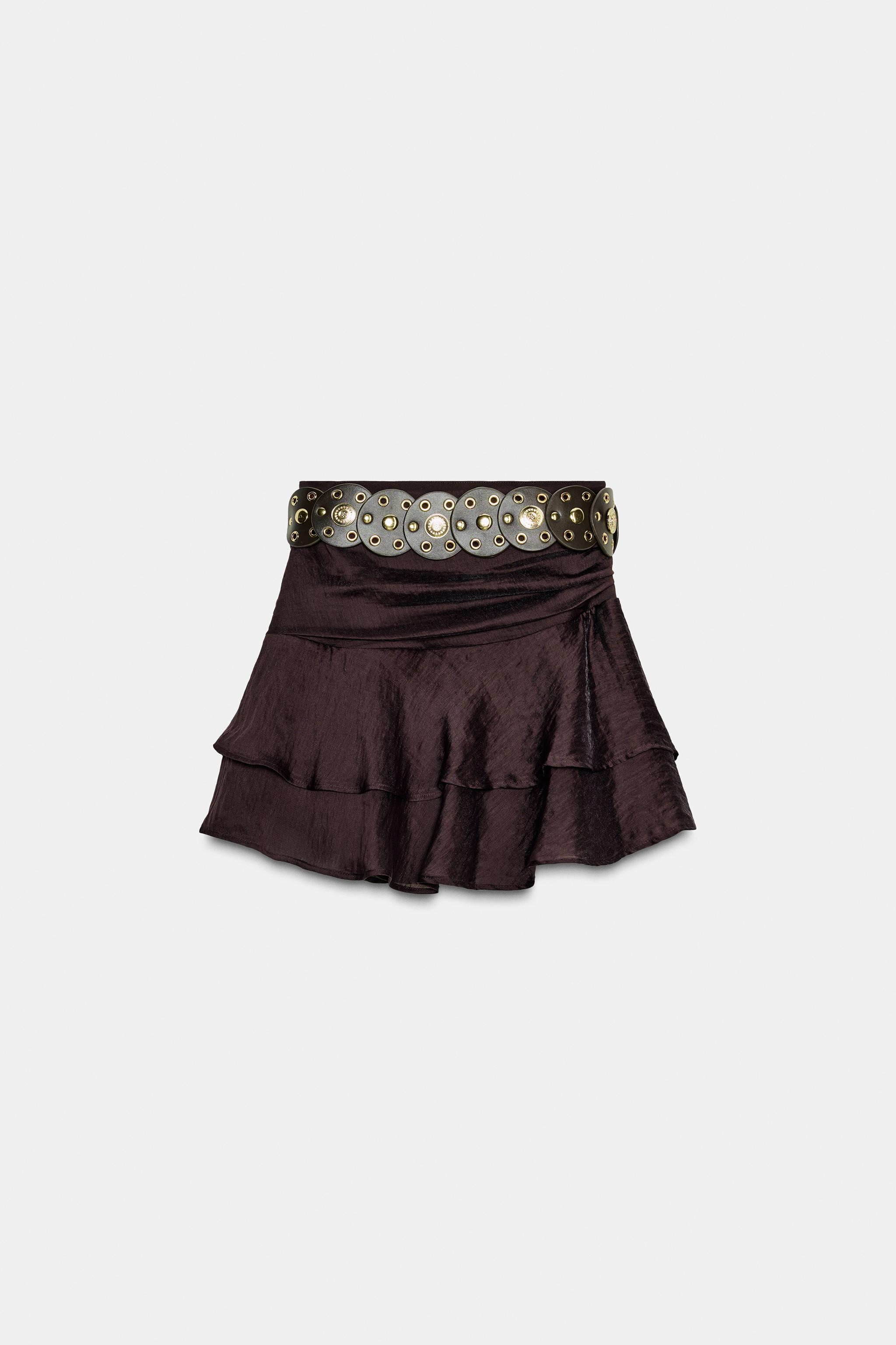 BELTED RUFFLE SKORT | Zara US