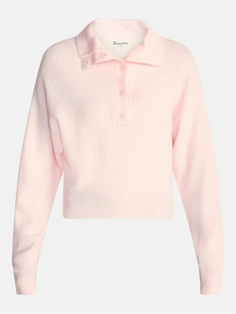 No Boundaries Rugby Collared Sweater, Lightweight, Women's and Women's Plus XXS-4X | Walmart (US)