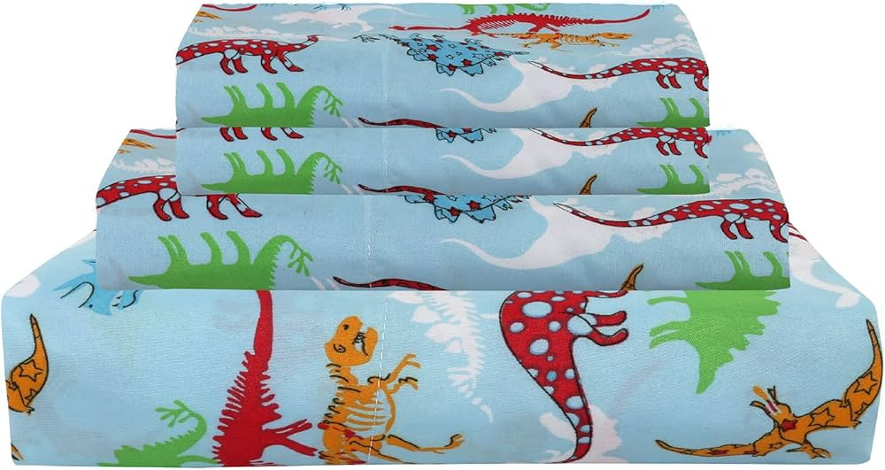 MALLARY BY MATTHEW Kids Super Soft-Soft 100% Microfiber Print Sheet, Dinosaurs Print, Twin | Amazon (US)