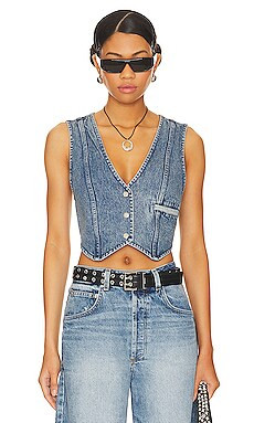 superdown Cropped Denim Vest in Blue from Revolve.com | Revolve Clothing (Global)